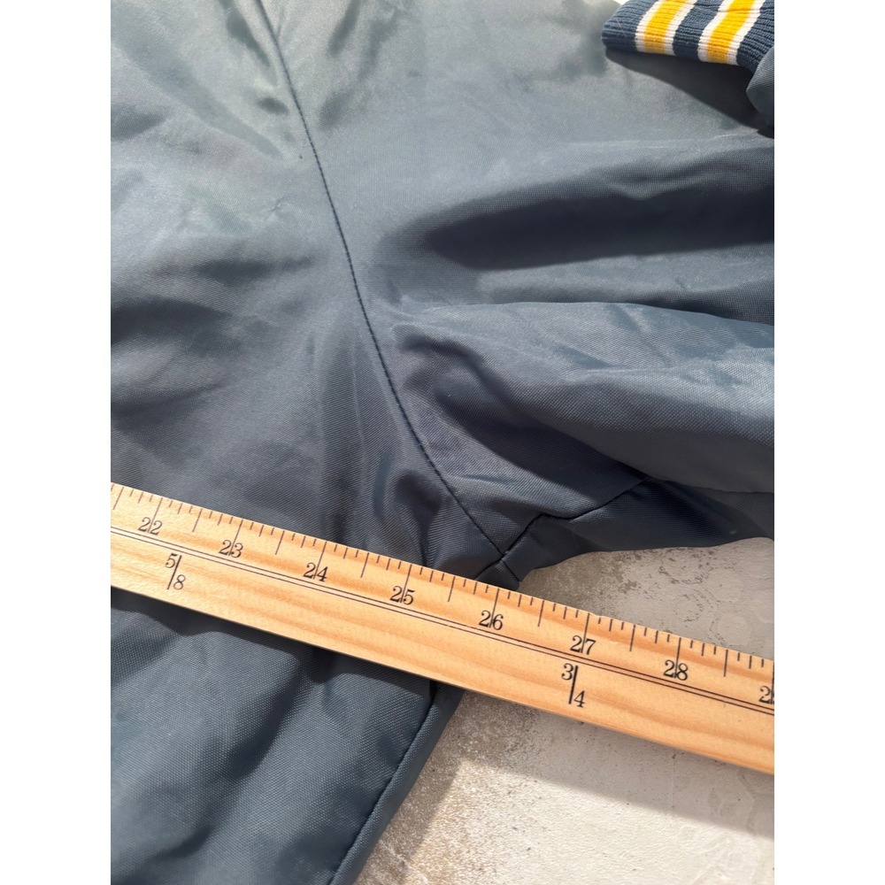 Vintage Westark Steelcase Satin Bomber Jacket Mens XL Navy Blue Rainbow Logo USA - Picture 5 of 6